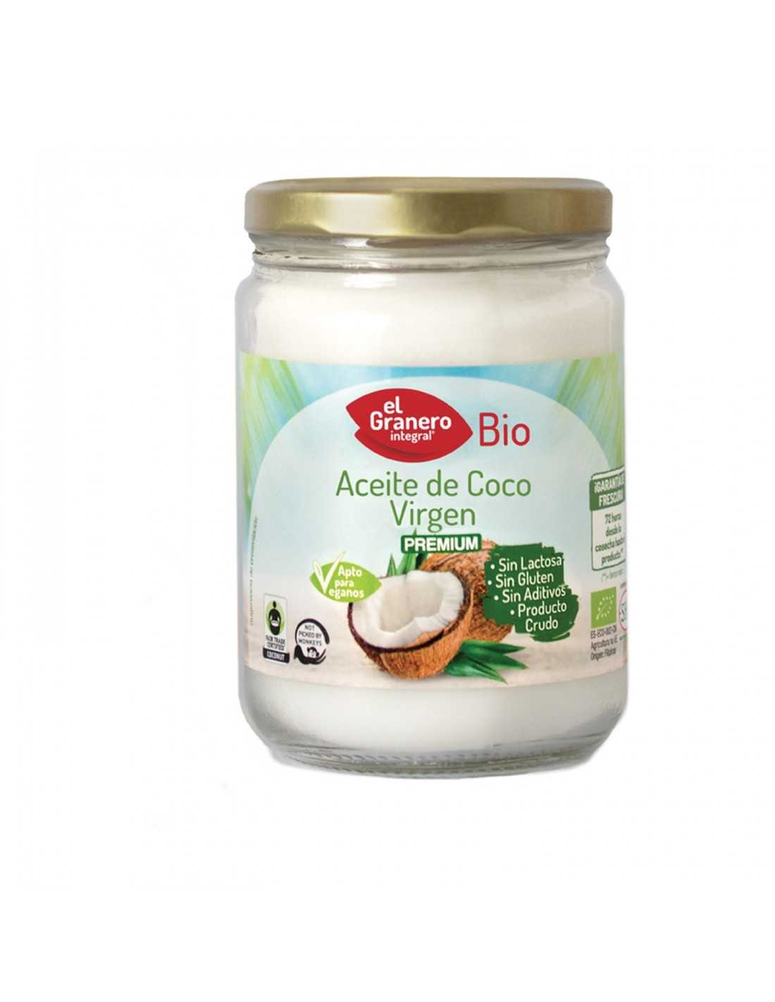aceite de coco virgen crudo ecológico y sin lactosa